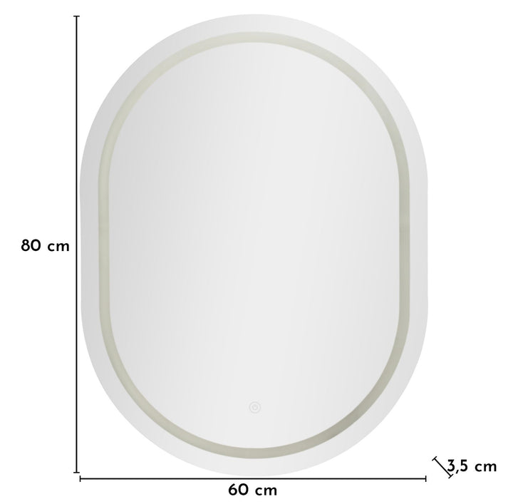 LED VÆGSPEJL SIMPLE OVAL CM 60X3,5X80 (3 LYSFARVER)