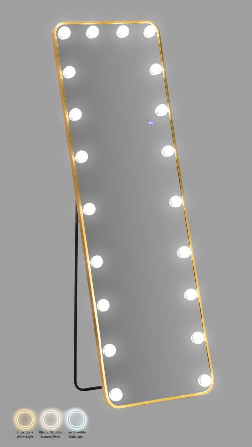 LED GULVSPEJL HOLLYWOOD REKTANGULÆR CM 50X6-45X160 (3 LYSFARVER)