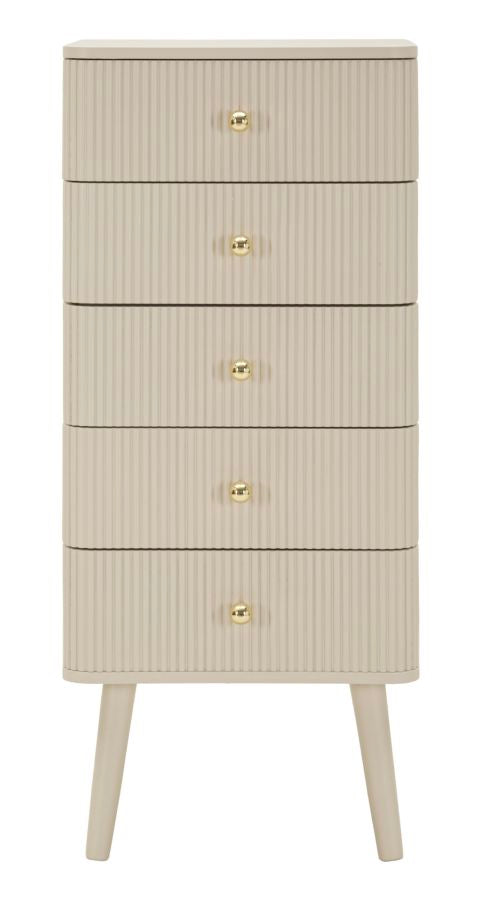 Kommode med 5 skuffer, 37,5X34X89 cm, hvid