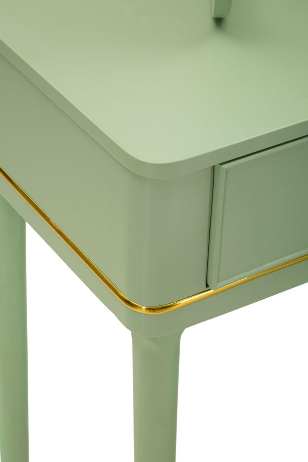 CAMILLE SMINKEBORD MED SPEJL OG SKAMMEL GRØN CM 120X37X79-104X2,5X56-44X34X48