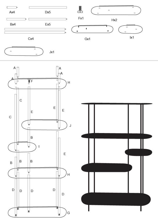 SATURN BOOK SHELF – Reol i dove grey (118 x 31 x 139 cm)
