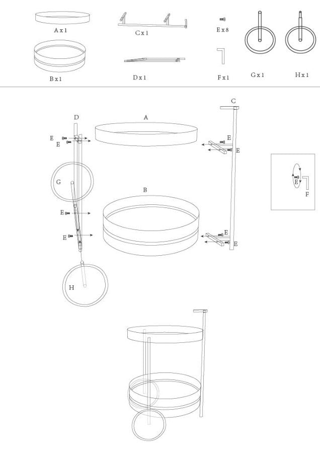SATURN BAR CART – Serveringsvogn i dove grey (40 x 49,5 x 61 cm)