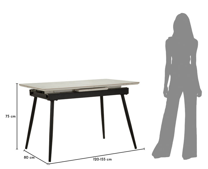MATT DINING TABLE – Spisebord med udtræk (120 x 80 x 75 cm / 155 x 80 x 75 cm)