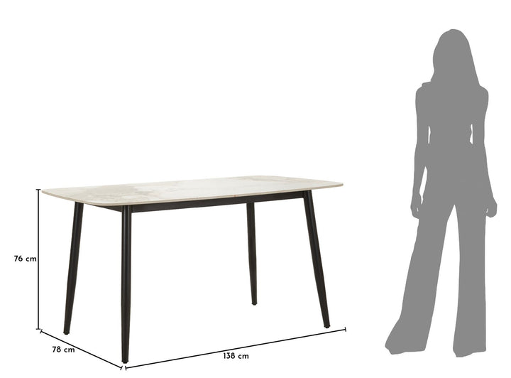 JOSH DINING TABLE – Spisebord i marmoreffekt (138 x 78 x 76 cm)