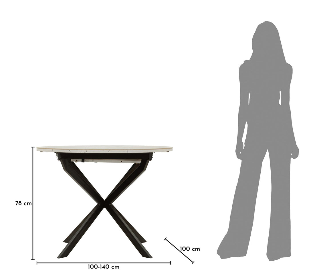 MARTIN DINING TABLE – Spisebord med udtræk (Ø100 / 140 x 100 x 78 cm)