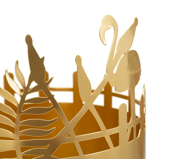 FLAMINGO VASE HOLDER – Sæt med 2 planteholdere i guld (Ø27 x 79 cm / Ø22,8 x 62 cm)