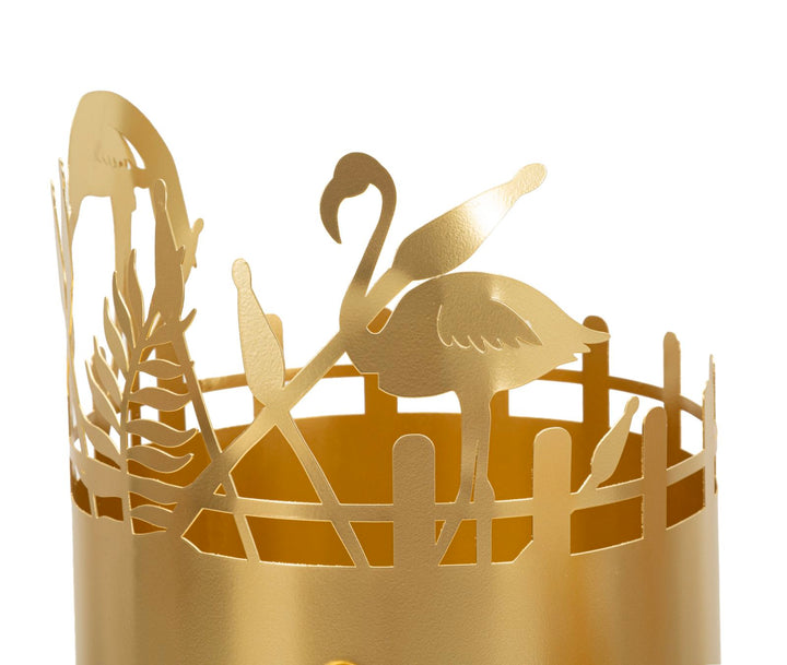 FLAMINGO VASE HOLDER – Sæt med 2 planteholdere i guld (Ø27 x 79 cm / Ø22,8 x 62 cm)