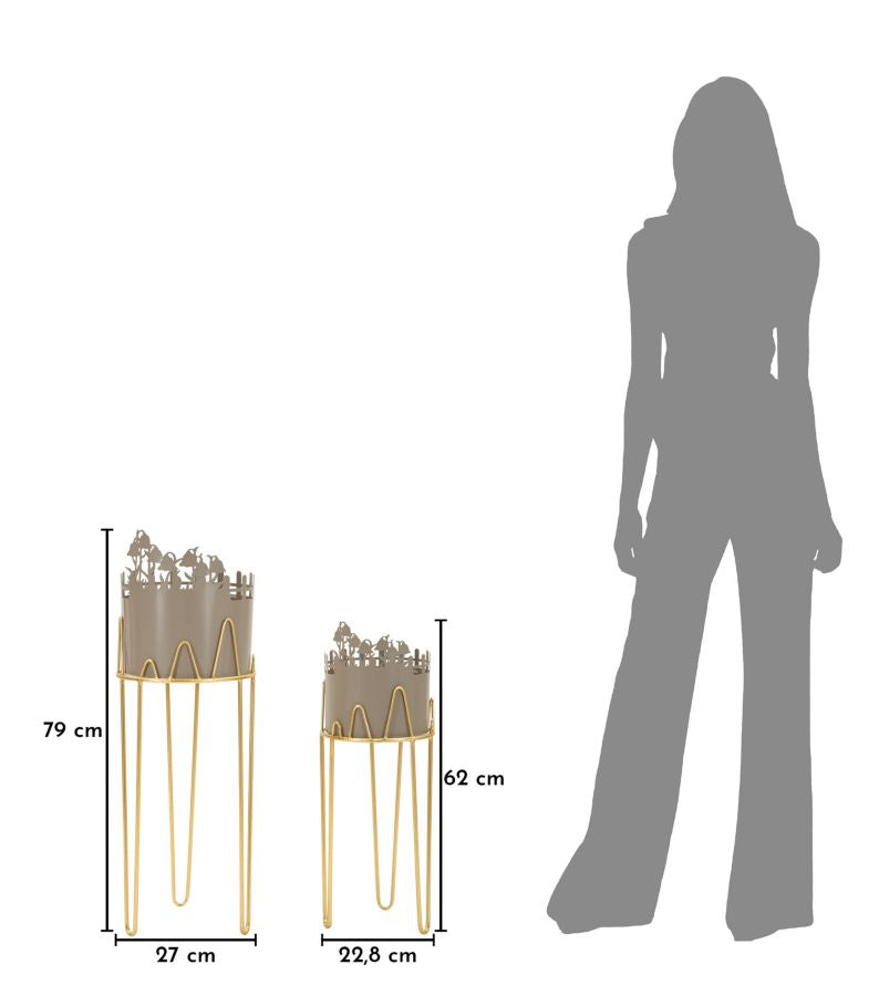 FLOWER VASE HOLDER – Sæt med 2 planteholdere (Ø27 x 79 cm / Ø22,8 x 62 cm)