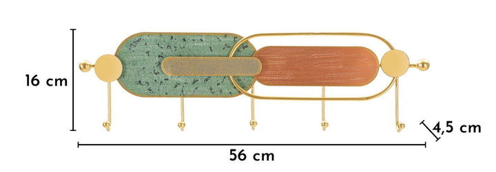 APOLLO WALL HANGER – Vægophæng i grøn og kobber (56 x 4,5 x 16 cm)