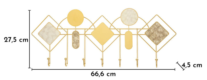 MONDAY WALL HANGER – Vægophæng i guld med spejldetaljer (66,6 x 4,5 x 27,5 cm)