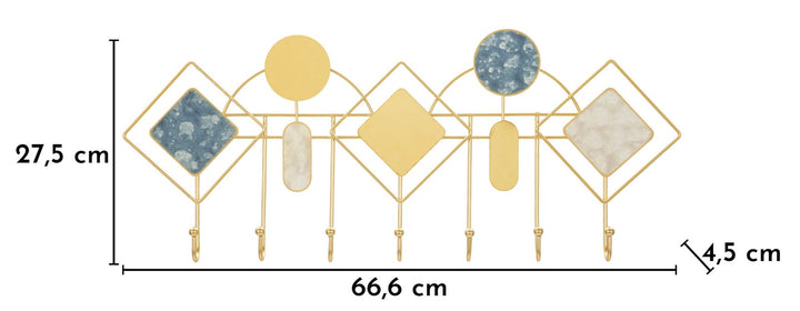 MONDAY WALL HANGER – Vægophæng i blå og guld (66,6 x 4,5 x 27,5 cm)