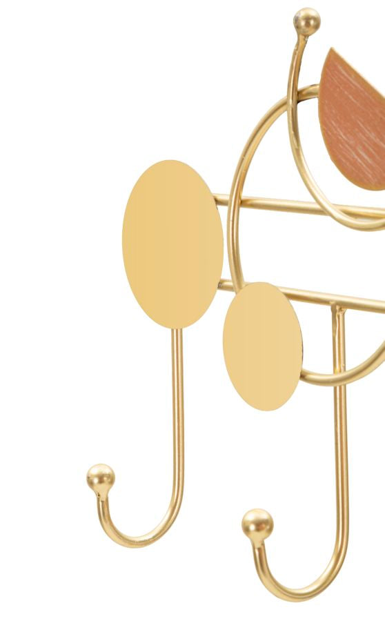 WEDNESDAY WALL HANGER – Vægophæng i guld med rosa detaljer (47 x 4,8 x 21,7 cm)