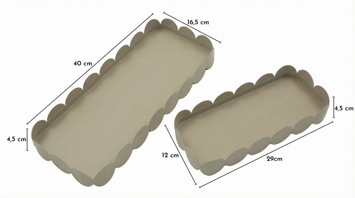 SATURN TRAY RECT. – Sæt med 2 rektangulære bakker i dove grey (40 x 16,5 x 4,5 cm / 29 x 12 x 4,5 cm)
