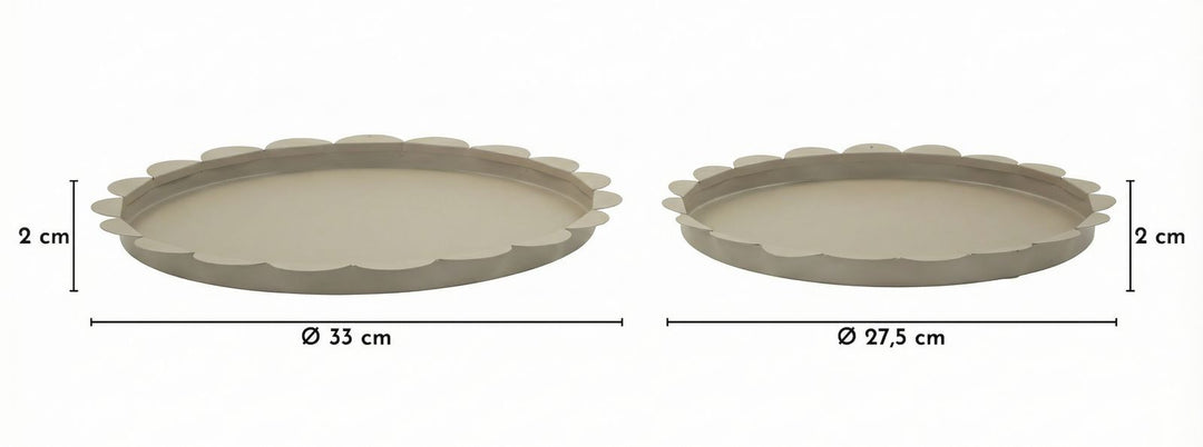 SATURN TRAY – Sæt med 2 runde bakker i dove grey (Ø33 cm / Ø27,5 cm)