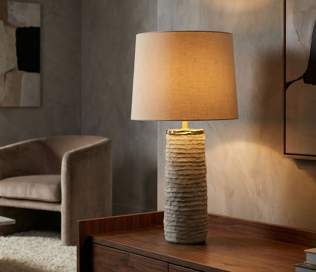 LIMA TABLE LAMP – Grå/guld bordlampe (Ø37 x 73 cm)