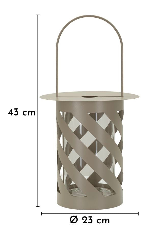 TWIST SATURN LANTERN – Dove Grey (Ø23 x 43 cm)