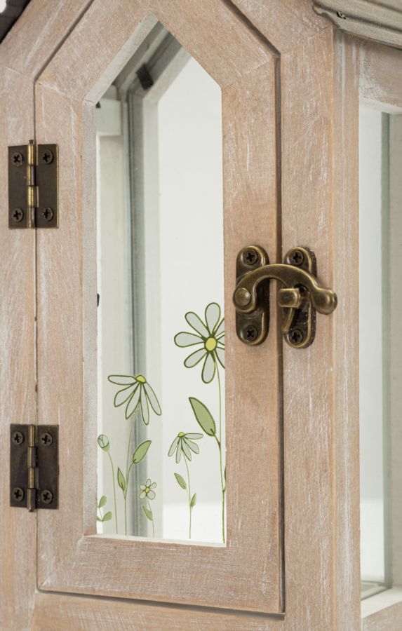 FLOWER LANTERN – Sæt med 2 lanterner i træ (18 x 13 x 36 cm / 12,5 x 8,5 x 25 cm)