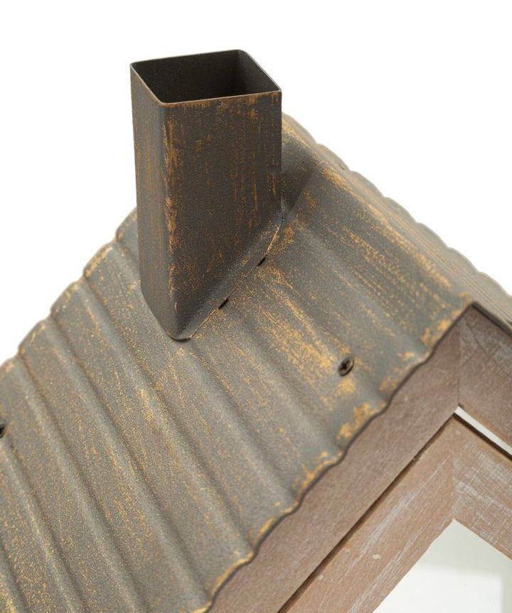 FLOWER LANTERN – Sæt med 2 lanterner i træ (18 x 13 x 36 cm / 12,5 x 8,5 x 25 cm)