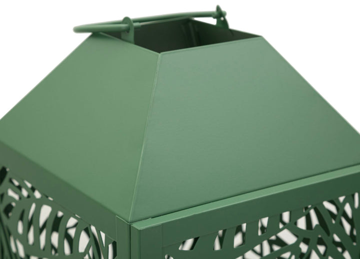 CARVING LANTERN – Sæt med 2 lanterner i grøn (17,8 x 17,8 x 44 cm / 13,8 x 13,8 x 34 cm)