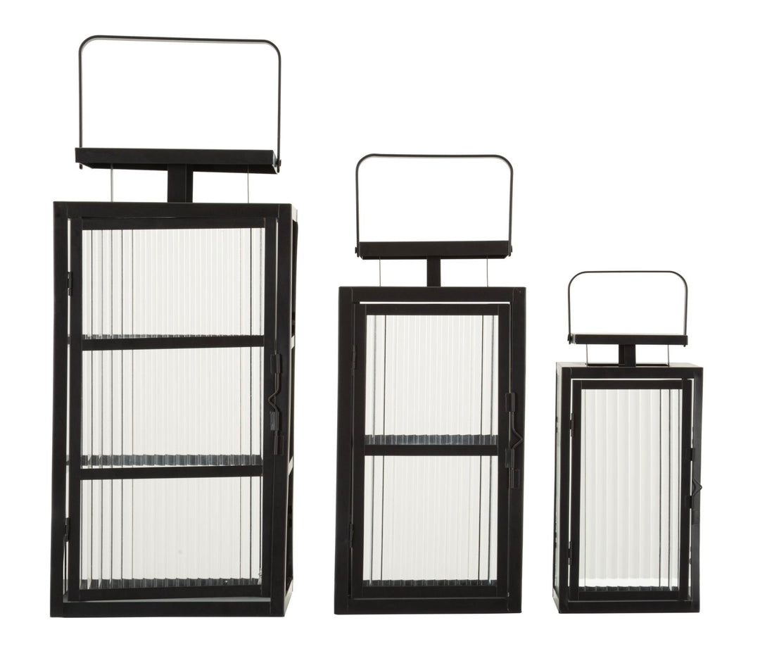 ANDROMEDA LANTERN – Sæt med 3 lanterner i sort metal