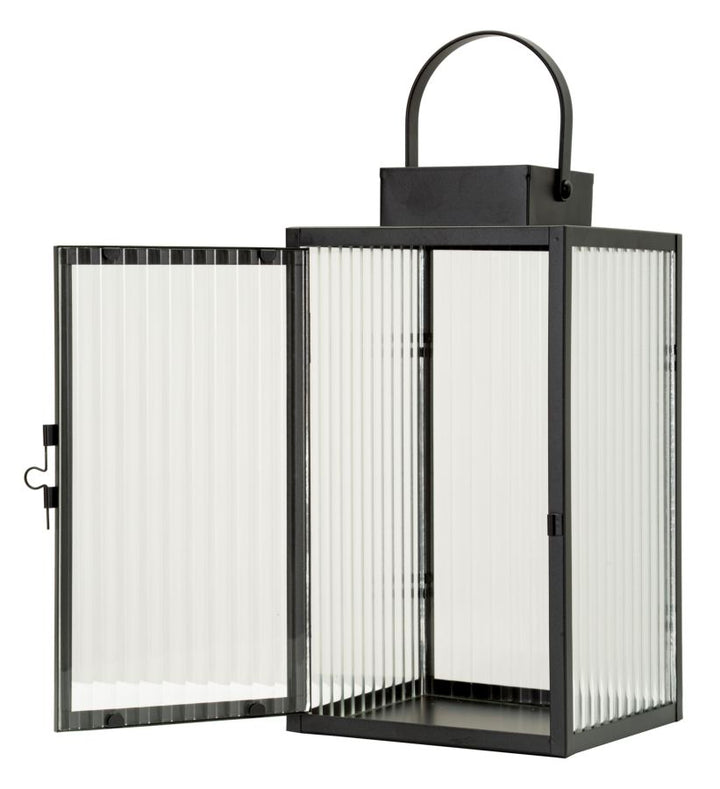 SIMPLY LANTERN – Sort metal lanterne (15,5 x 15,5 x 28,5 cm)
