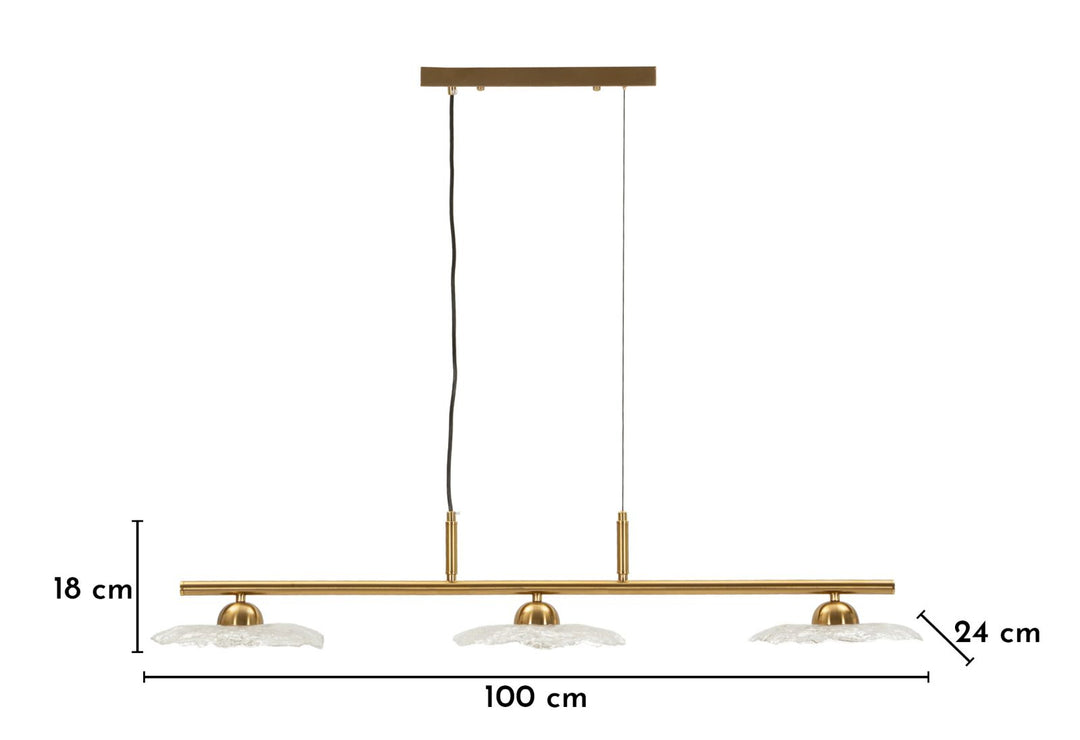 EMILY 3 LIGHT CEILING LAMP – Loftlampe i transparent glas (100 x 24 x 18 cm)