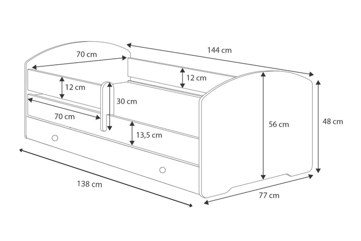 Børneseng Luk 140x70 med skuffe - Kat
