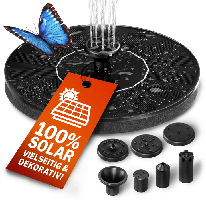 Springvand med solpaneler - Sort 180L/t 160mm