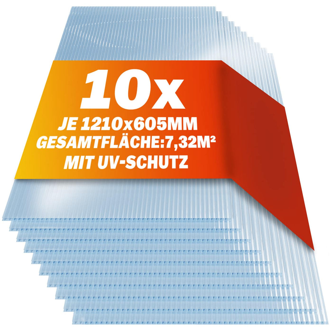 Hulkammer multiplader sæt med 10, Transparent 6mm 7,32m²