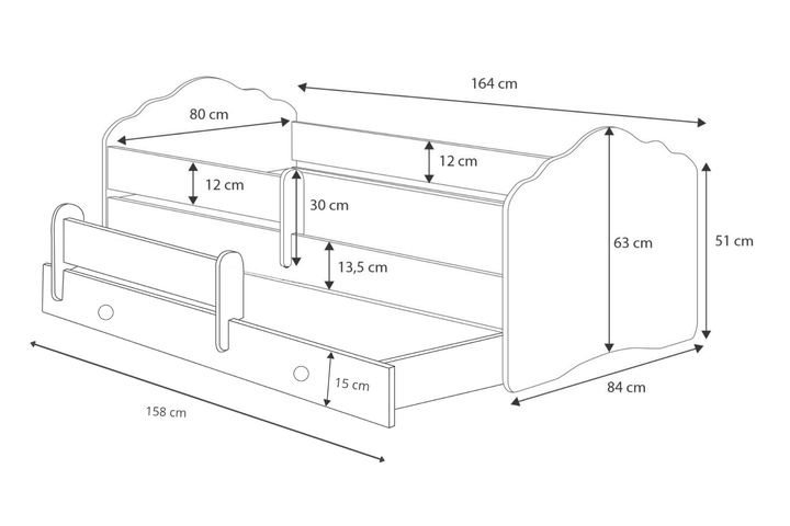 Dobbeltseng Wave 160x80 hvid