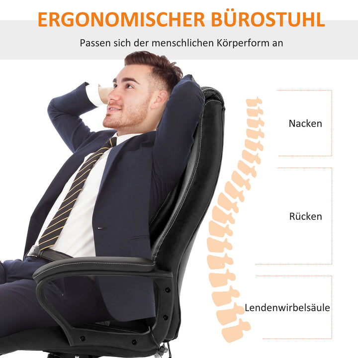 Kontorstol med massage, højdejusterbar lederstol, ergonomisk drejestol, spillestol, computerstol, massagestol, 6 vibrationspunkter, linnedfølelse, justerbar, sort, 66 x 78 x 112-120 cm