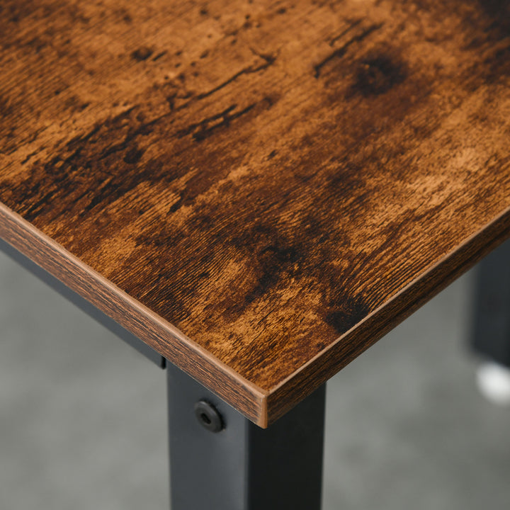 Foldbart spisebord, industrielt bord, foldbart, lavet af metal og træ, pladsbesparende, brun