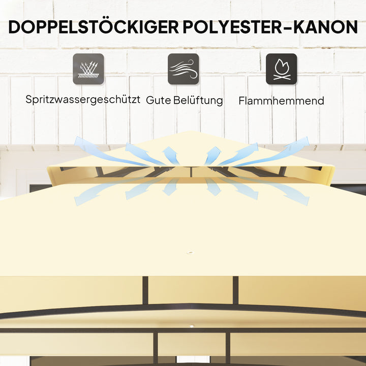 Bbq-pavillon med led 240 x 150 x 258 cm vandafvisende flammehæmmende havepavillon med dobbeltlagstag