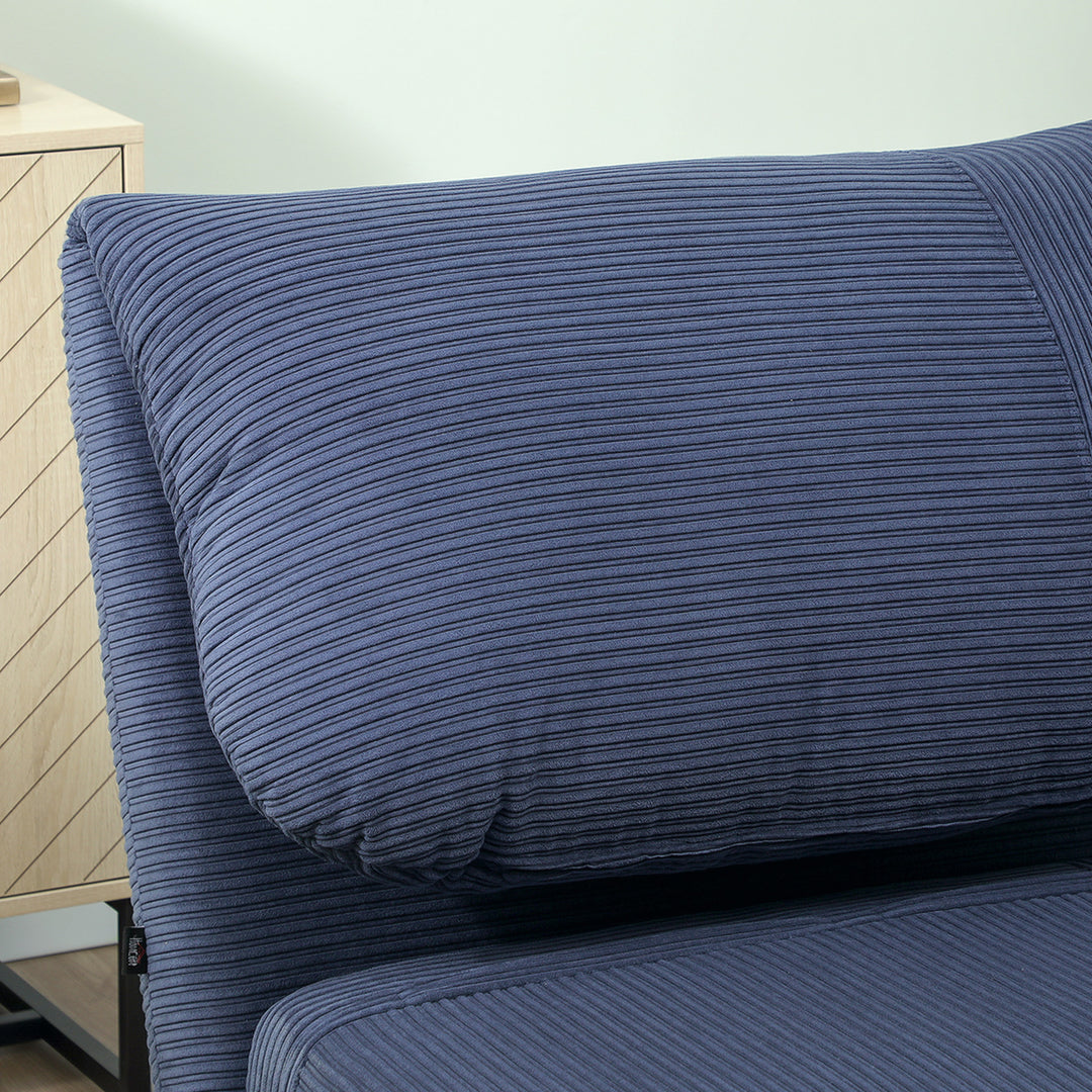 2-I-1 sovesofa gæsteseng, justerbar nakkestøtte fløjlslook 82 cm x 8 cm x 83 cm blå