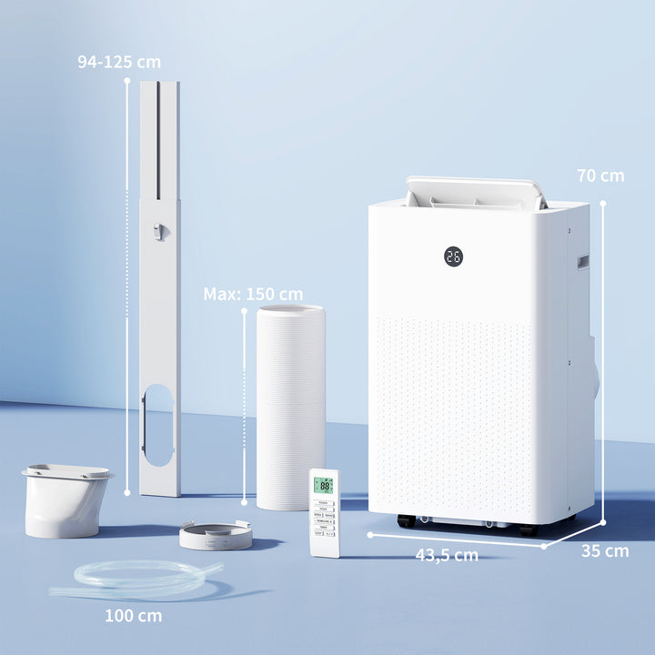 Bærbart klimaanlæg med 12.000 BTU, 4-i-1 klimaanlæg med WiFi og stemmestyring, køling, affugter, ventilator, dvaletilstand