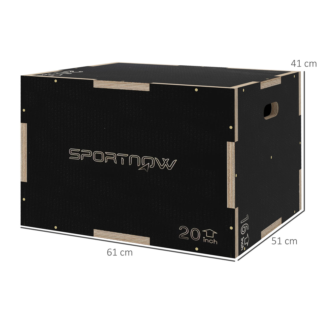 Plyo-boks/springboks, robust, 61 x 51 x 41 cm, sort, håndtag 10 x 3,5 cm, op til 120 kg