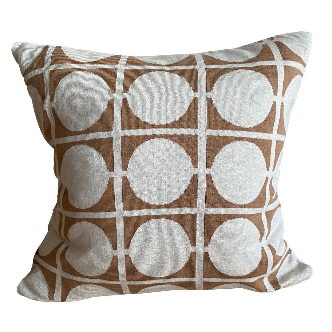 Don Pillow-Cover Brown, Soft Jacquard Cotton Knit