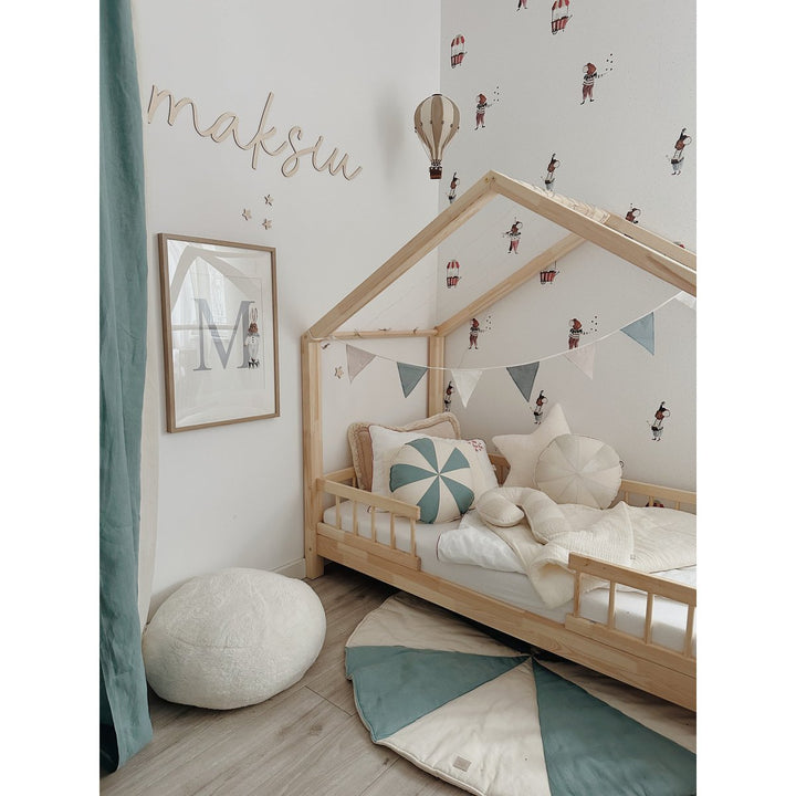 "White lamb" boucle, bomuld Patchwork Lillipop pude