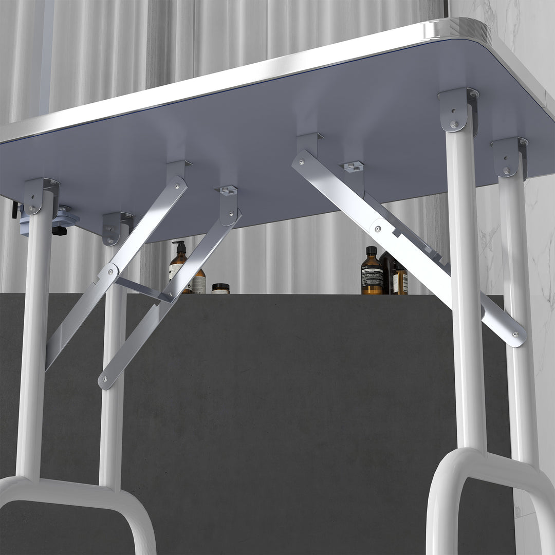 Kæledyrstrimlerbord til styling, børstning og vask af kæledyr, metal, blå