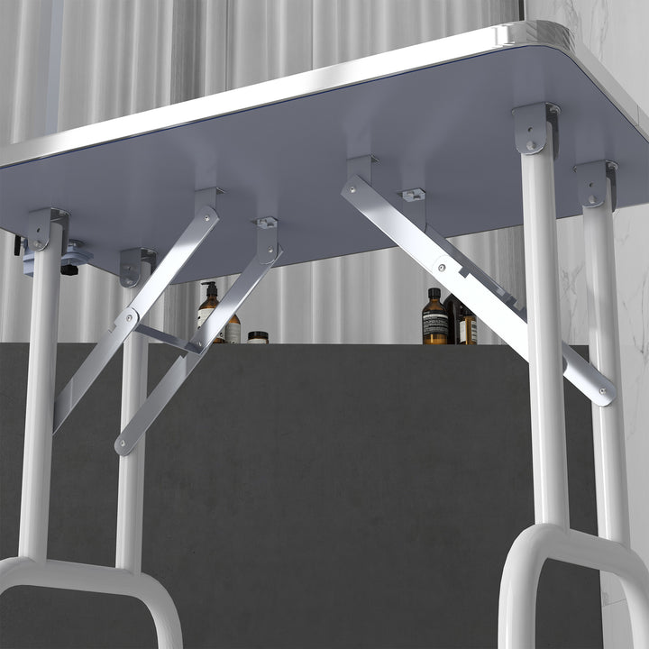 Kæledyrstrimlerbord til styling, børstning og vask af kæledyr, metal, blå