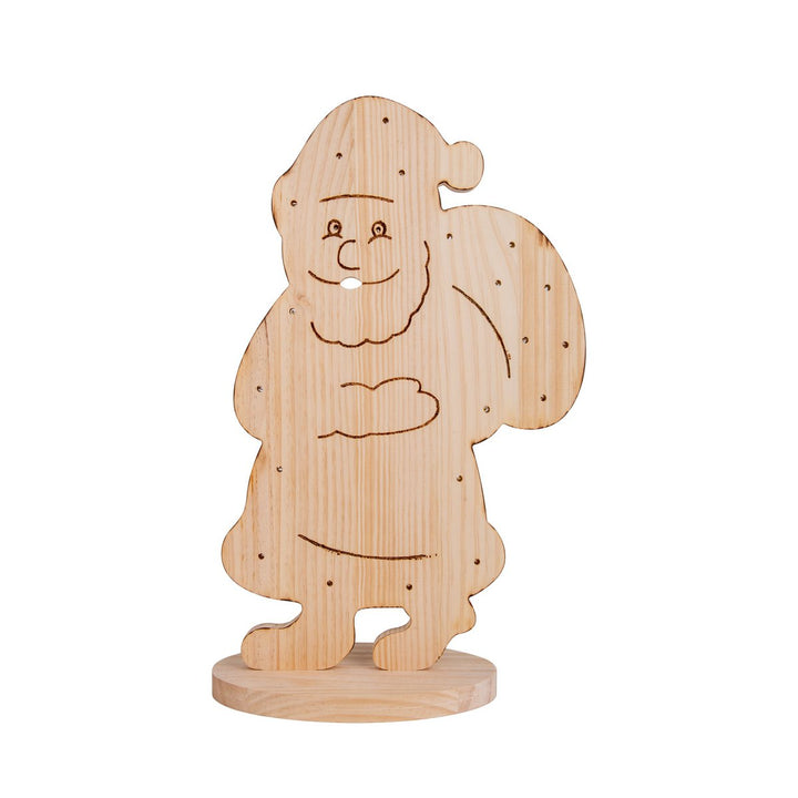 Led Wood Decolum "Santa" Small, julepynt lavet af træ i naturen, med fast indbyggede LED'er, til det udendørs område