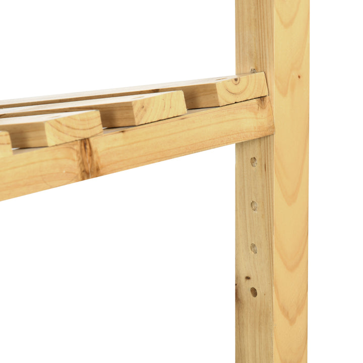 Hylde til drikkekasser, kassestativ til op til 4 kasser, naturtræ, 2 niveauer 74 x 45 x 111 cm