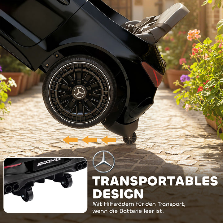 Børne elbil, Mercedes design, 12V motor, fjernbetjening, LED-lys, musik, til børn i alderen 3-6 år, sort