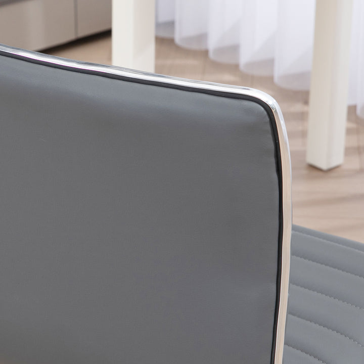 Højdejusterbar salonstol med ryglæn, drejestol, metal, kunstlæder, 48 x 52 x 78-90 cm, lysegrå