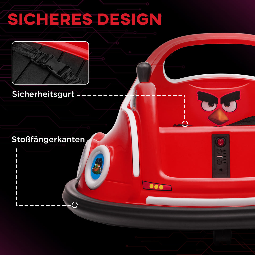 Børne-kofangerbil, 360° rotation, til 3-5 år, med fjernbetjening, musik, rød