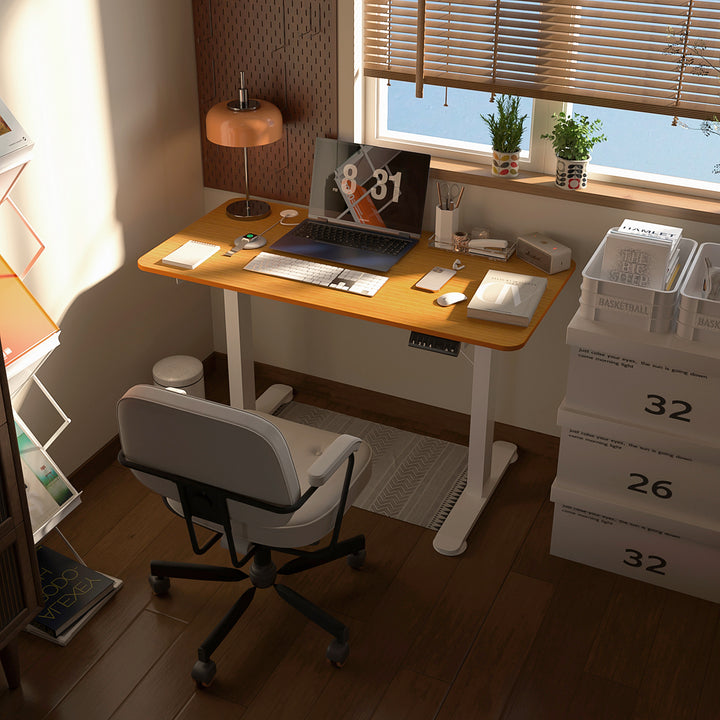 Hæve-sænkebord, højdejusterbart, 120x60x72-116 cm, natur/hvid