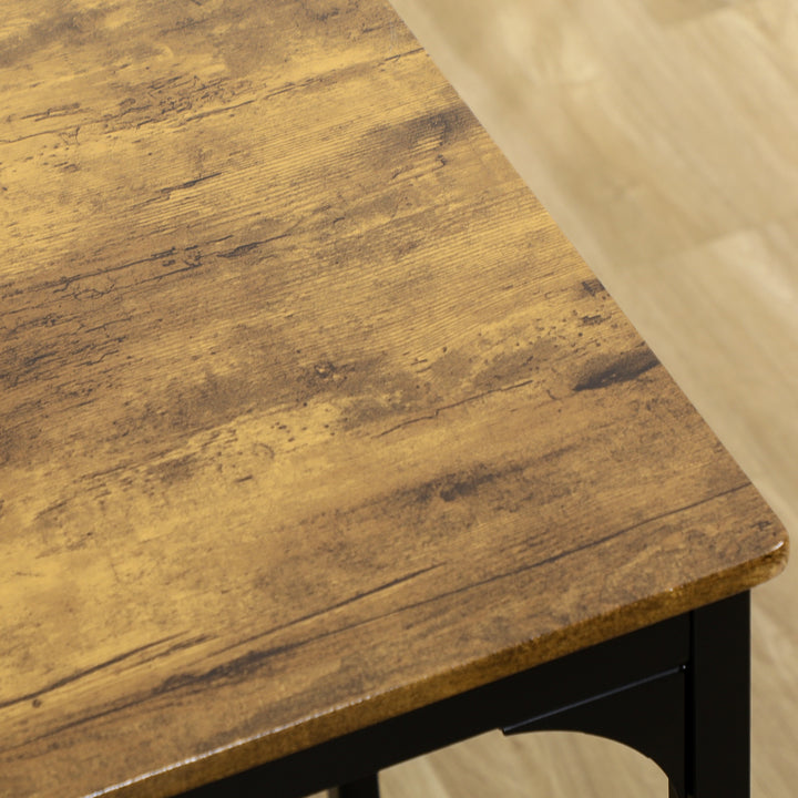 5-Delt barbordssæt i industrielt design, 1 barbord, 4 barstole, siddegruppe, køkkenbordplade, sort + brun