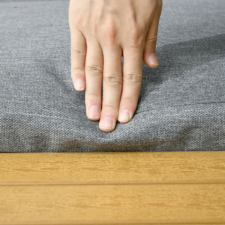 Havemøbelsæt til 3 personer, balkonmøbler med siddehynder, aluminiumsstel, trælook, mørkegrå + natur