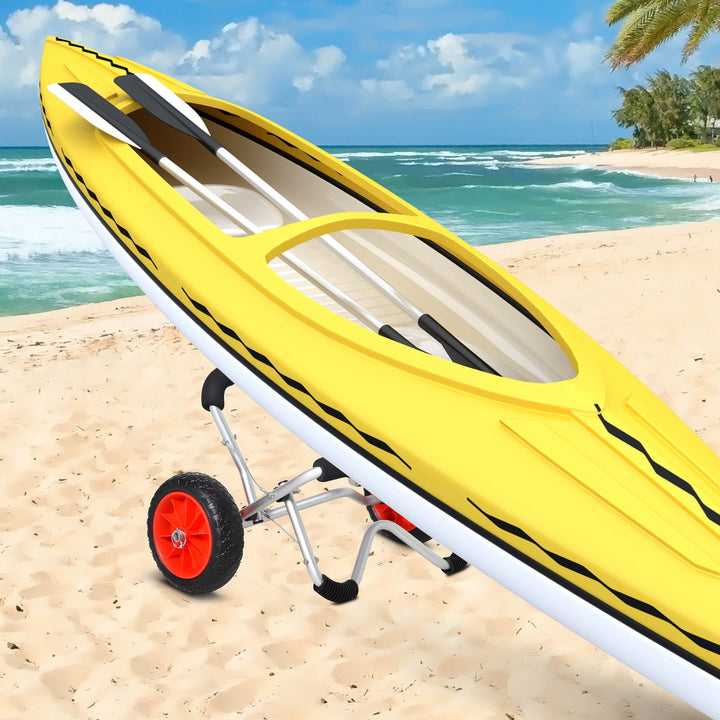 Kajakvogn aluminium bådvogn sammenklappelig transportvogn kunstlæderdæk sølv 75 kg 75 x 43 x 46 cm