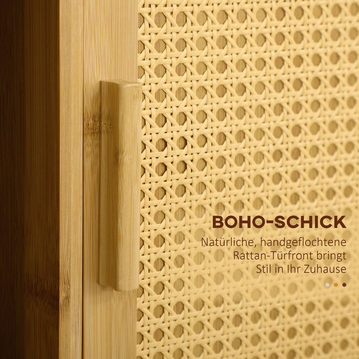 Bambus køkkenvogn, multifunktionsvogn, serveringsvogn, 2 skuffer, 1 skab, 2 hylder, naturfarvet